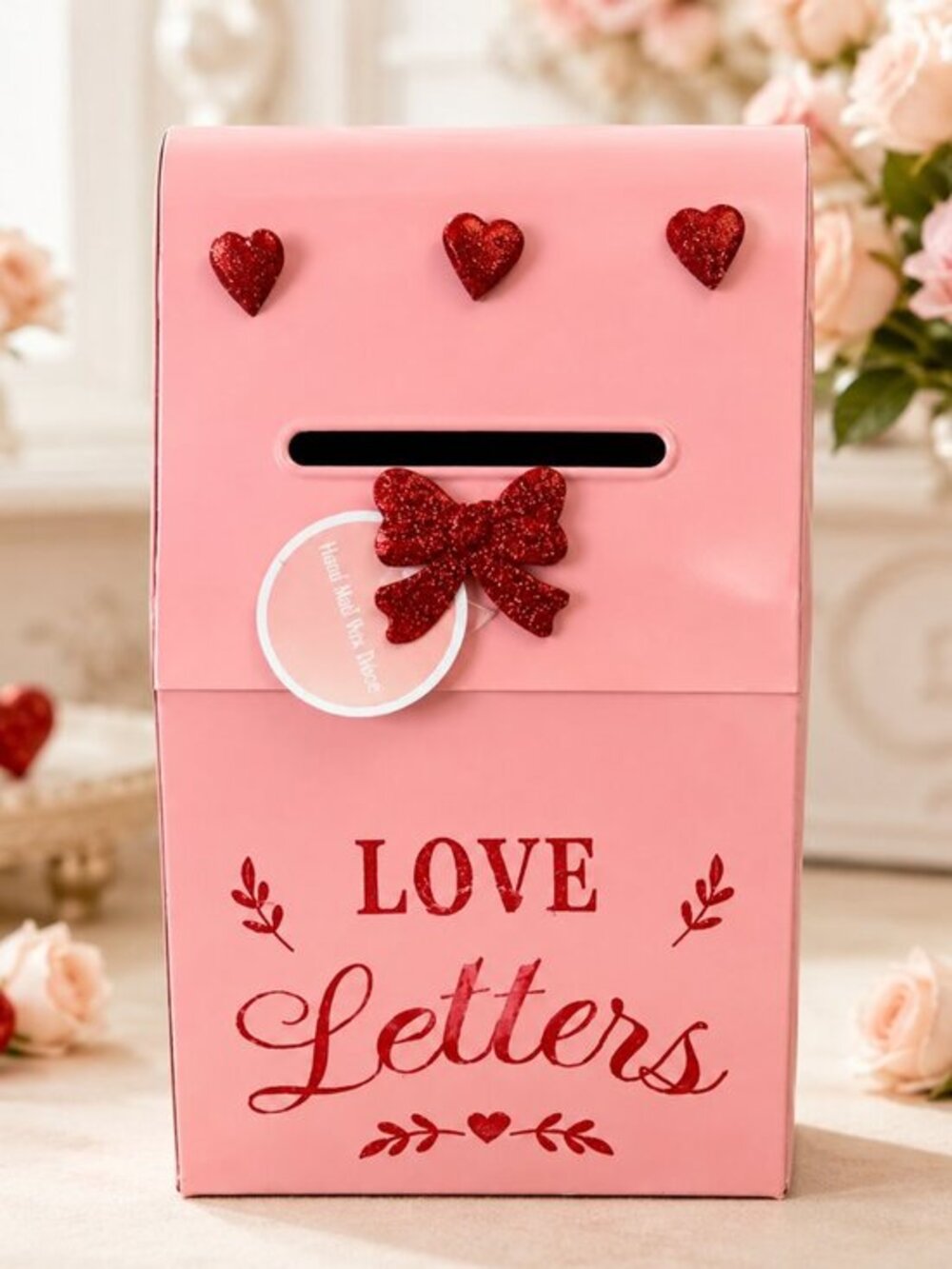 Pink Love Letters Metal Mailbox Valentine Tabletop Decor 11 Inch NWT